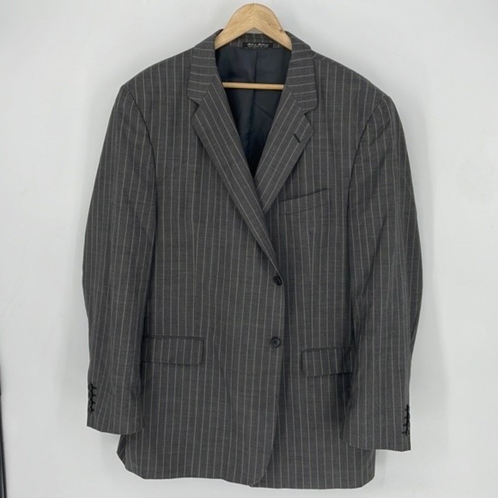 ADOLFO 36L men's gray wool mohair pinstripe blazer suit jacket sport coat